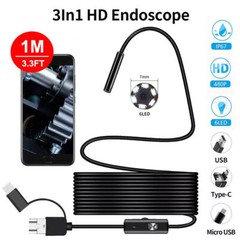 7mm Endoscope Camera with Light Dual-Lens HD Borescope IP67 Inspection Snake Cam