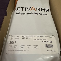 ActivArmr Electrical Insulating Gloves Class 00 RIG0014B80 Date Feb 2025 1 Pair