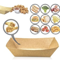 Kraft Paper Food Tray Boat Brown Disposable Serving Trays 2 Lbs, 3 Lbs, 5 Lbs