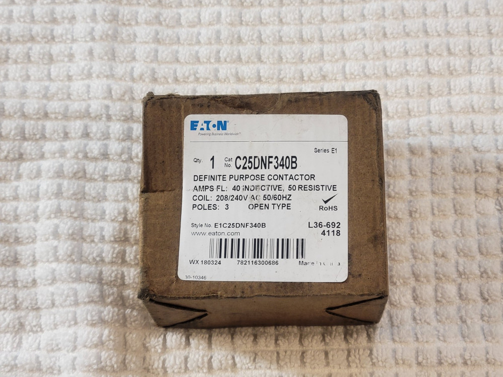 Eaton C25DNF340B Definite Purpose Contactor 208/240V E1C25DNF340B New in Box