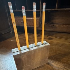 Wood Pencil Holder Desk Organizer Block “This Teacher Makes the Grade”
