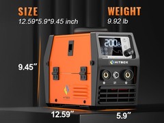 HITBOX 4 IN 1 Gasless MIG Welder Stick LIFT TIG Welding Machine &10ft Spool Gun