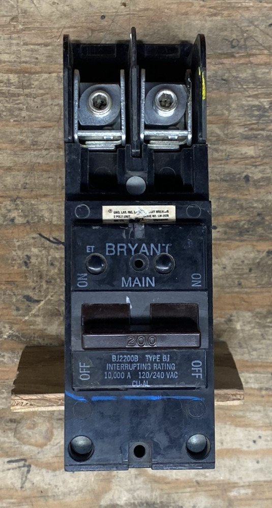Bryant/Westinghouse/Eaton BJ2200B 200A 240V Plug-On Main Circuit Breaker