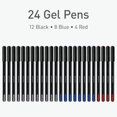 Pentonic Gel Pens, 24 Count, Assorted Colored 1 Count (Pack of 24),
