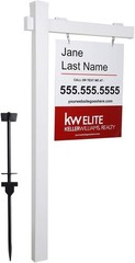 All-In-One Realtor Sign Post: 6ft Vinyl PVC with Steel Power Stake for Stability