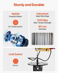 Uimoso 2-in-1 Portable Electric Hoist Winch 1100LB Wired/Wireless Remote Control