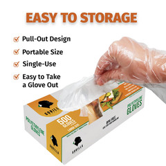 1000 BPA Free Premium Disposable Gloves Poly PE LDPE Plastic for Kitchen Food Ha
