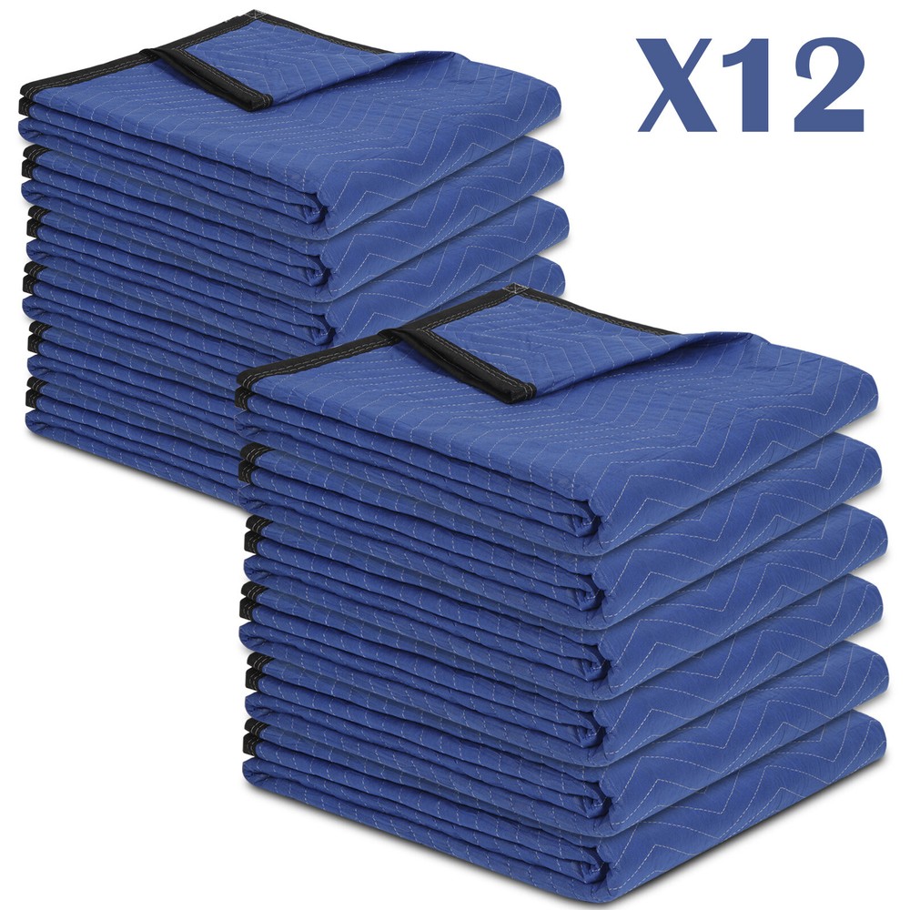12 PCS Moving Blankets 80″ x 72″ (35lb/dz) Quilted Shipping Furniture Pads
