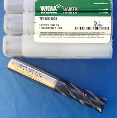 WIDIA HANITA 1/2″ End Mill TiALN-M42 1/2″ X 1/2″ X 1-1/4″ X 3-1/4″🎯Machinist