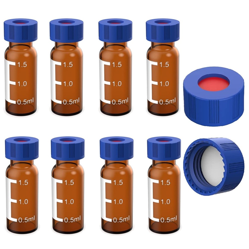 9-425 Amber Glass Vials, 1000 Pack with Writing Patch