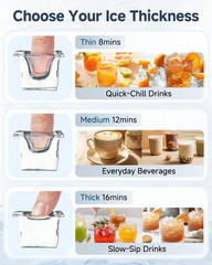 100lbs/24H Commercial Undercounter Ice Maker w/WaterFilter, Self-Cleaning &Timer