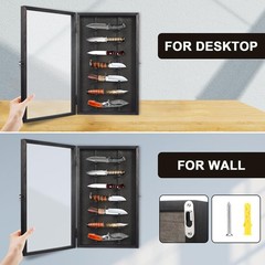 Triceratops Knife Display Case with Lockable Clear Acrylic Door, Wall Mount Wood