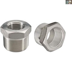 304 Stainless Steel Reducer Hex Bushing 1/2″ Male to 1/4″ Female NPT – Pack of 2