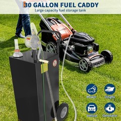 30 Gallon Fuel Caddy Fuel Storage Tank, Gasoline Diesel Fuel Container with Pump