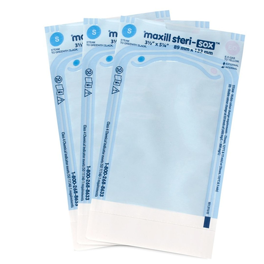 maxill steri-sox Self Sealing Sterilization Pouches, 3.5″ x 5.25″, 200/Box