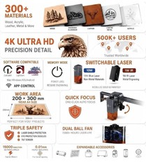 K15 Pro Laser Engraver 10W-Laser Engraving Machine for Coated Metal Wood Acrylic
