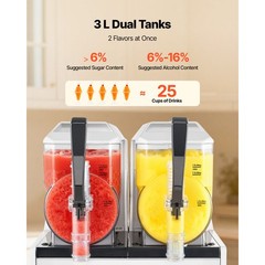 Uimoso Dual-Tank Frozen Drink Slushy Machine 3Lx2 Slush Cold Beverage Maker Home