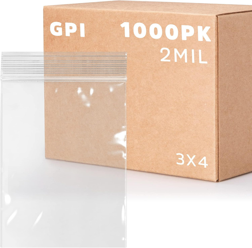 Clear Plastic Reusable Zip Bags – Bulk Case of 1000, 3″ X 4″ 2 Mil Thick