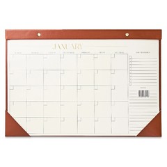 Simulated Leather Desk Blotter Calendar 12 Months Cognac Brown Medium Size