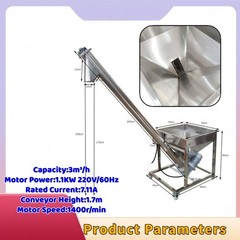 220V Screw Type Automatic Feeding Machine Movable Industrial Auger Conveyor