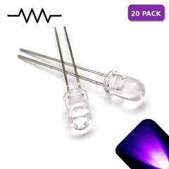 20 x 12v 5mm LED Light UV Purple Ultra Bright Internal Resistor 5v-15v 9v 6v no