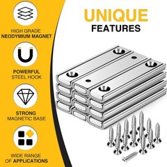 DIYMAG Strong Neodymium Rectangular Magnets 4Pack, 2.36″ x 0.53″ x 0.20″ 80LB…