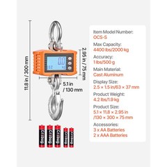 Uimoso Digital Crane Scale 4400 lbs/2000 kg Industrial Heavy-Duty Hanging Scale