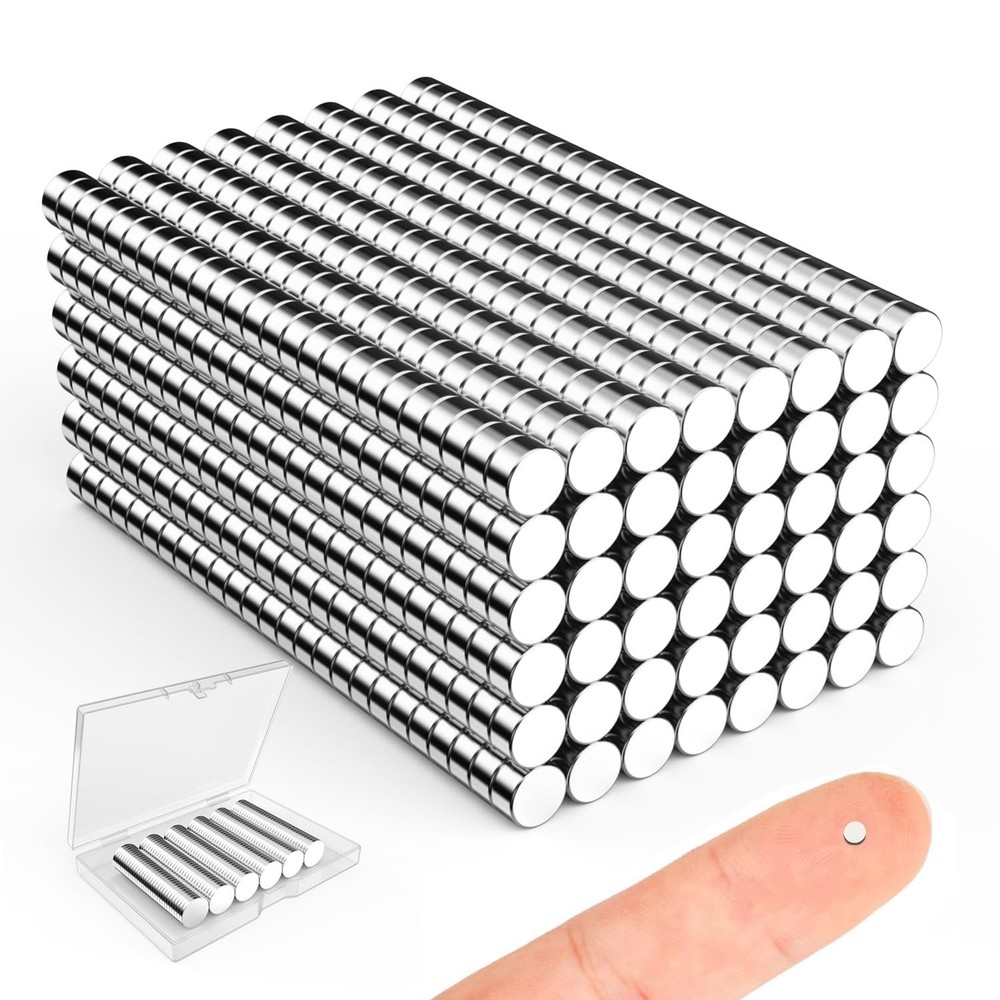 Small Magnets for Crafts, 1200 Pack 2×1 mm Round Magnetic Rare Earth Neodymiu…