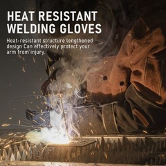 23.6″ 932℉ Leather Forge MIG Welding Gloves Heat Fire Resistant Stitching Palm