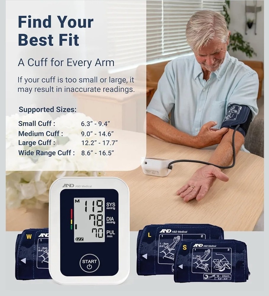 A&D Medical Essential Arm-Type Digital Automatic Blood Pressure Monitor w/ Cuff