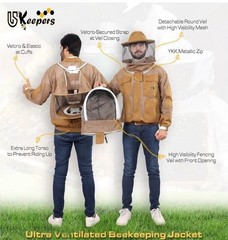 USKEEPERS Bee Jacket Men Women 3 Layer Ventilated w/Gloves & 2 Veils Beekeeping