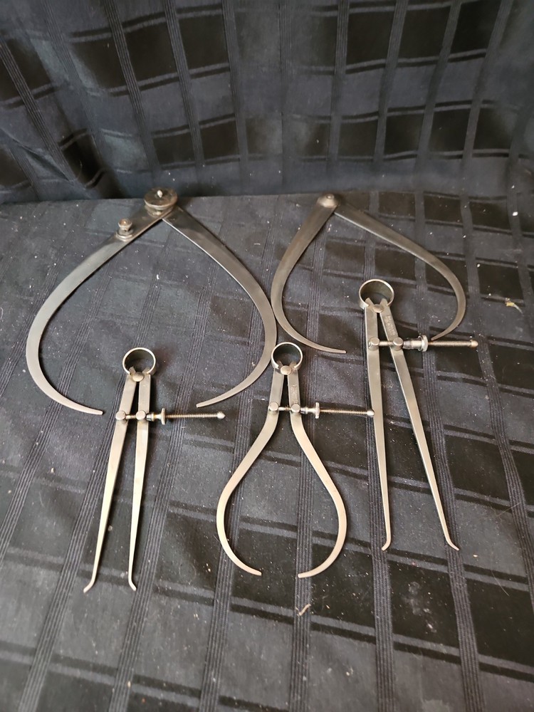 5 Vintage L.S. Starrett Calipers Inside And Outside
