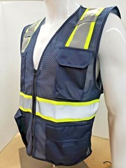 NAVY BLUE High Visibility Reflective Safety Vest (X-Small-3-XL)