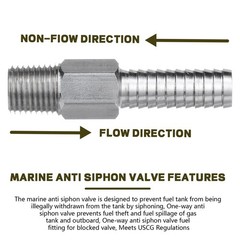Marine Anti Siphon Valve Replacement for Boat Fuel Tank Pickup Small, Gray