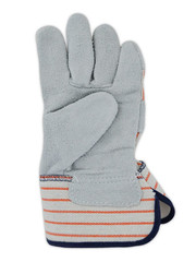 Duramaster TB725E Gunn-Cut Leather Palm Glove with Safety Cuff, 12 Pairs, Blue &