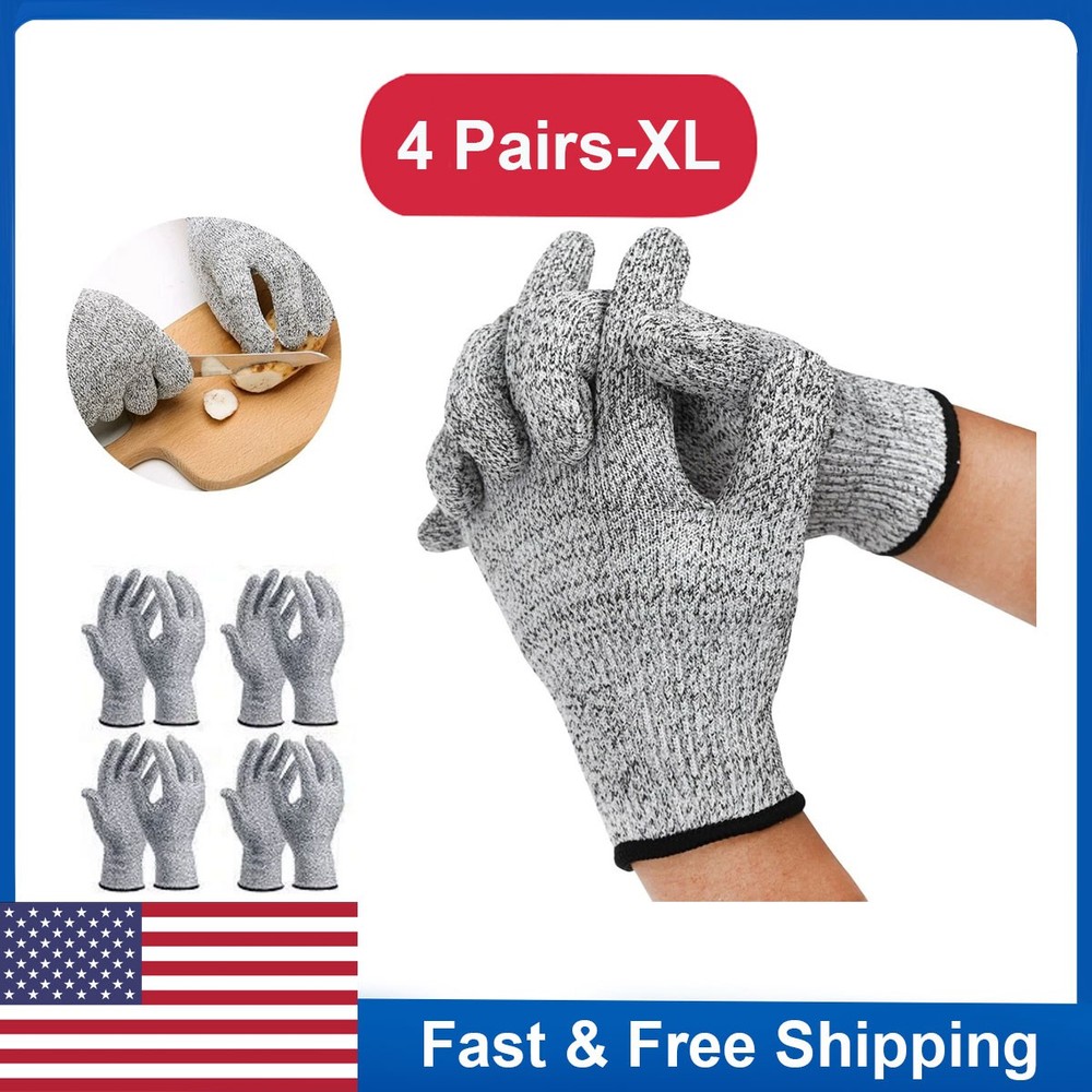 4Pairs Butcher Glove Cut Proof Stab Resistant Safety Gloves Kitchen L5 Protectio