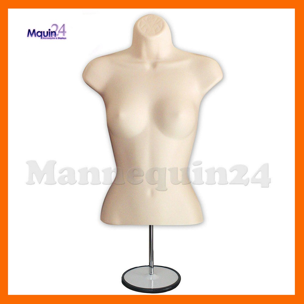 Female Mannequin Form Flesh + Metal Stand + Hanging Hook / Women Torso Display