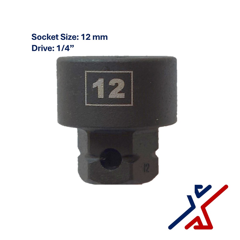 12mm. x 1/4″ Drive Nano Socket / Stuby Socket by X1 Tools