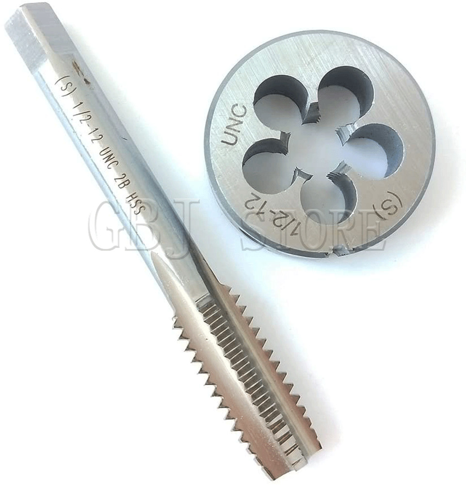 1/2-12 Tap And Die Set, UN Machine Thread Tap And UNS Round Thread Die Right