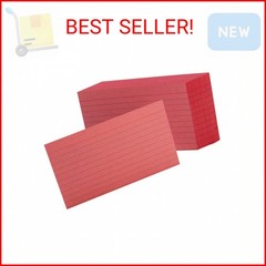 Oxford Ruled Color Index Cards, 3″ x 5″, Cherry, 100 Per Pack (7321 CHE)