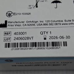 OrthAlign Plus Unit REF 403001 EXP 2026