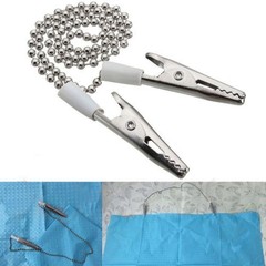 10 Pcs Premium Dental Bibs Clip Napkin Holders Metal White Chain Crocodile