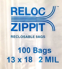 13×18 Bags Reloc Zippit Clear 2 Mil Reclosable Large Jumbo Size 13″x18″ 100 Pc