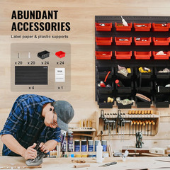 48-Bin Wall Mounted Storage Bins Parts Rack Organizer Garage Shop Tool Organizer