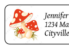 30 Mushroom personalized return address labels stickers tags red shrooms
