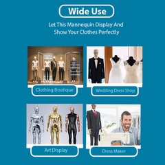 Male Mannequin Full Body Dress Form Sewing Dress Model Mannequin Stand 73 inch