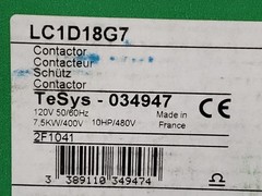 SCHNEIDER ELECTRIC LC1D18G7 CONTACTOR 3 POLE 120V 50/60HZ NIB