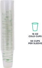 Greenstripe Clear Compostable 16Oz PLA Plastic Cups, Case of 1000, Disposable Re