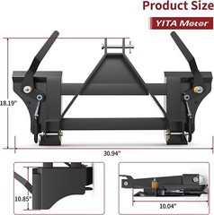3 Point Skid Steer Quick Tach Conversion Adapter Fit 3Pt Cat 1 Tractor 2200lbs