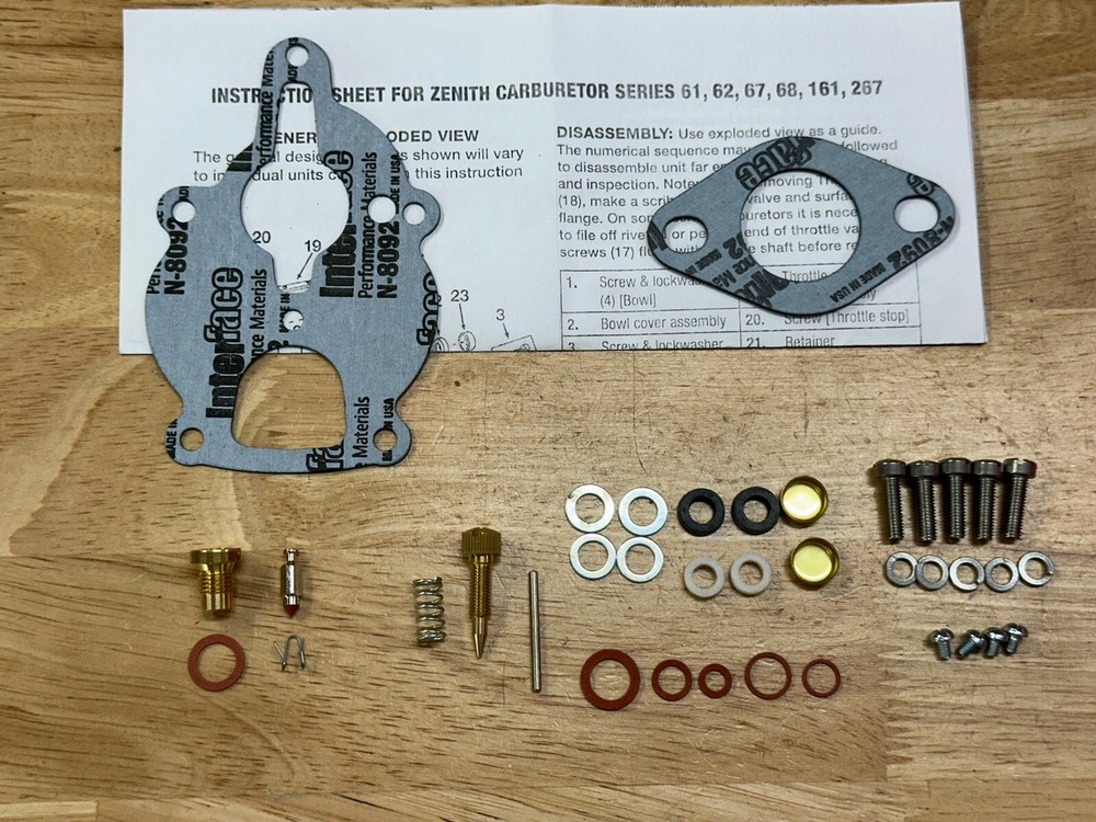 Zenith 68 series carburetor rebuild kit IH Farmall Case Ford